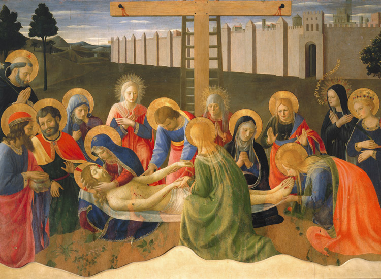 Beato Angelico, Compianto sul Cristo morto (fine quarto/inizio quinto decennio del XV secolo), tempera su tavola. Firenze, Museo di San Marco.